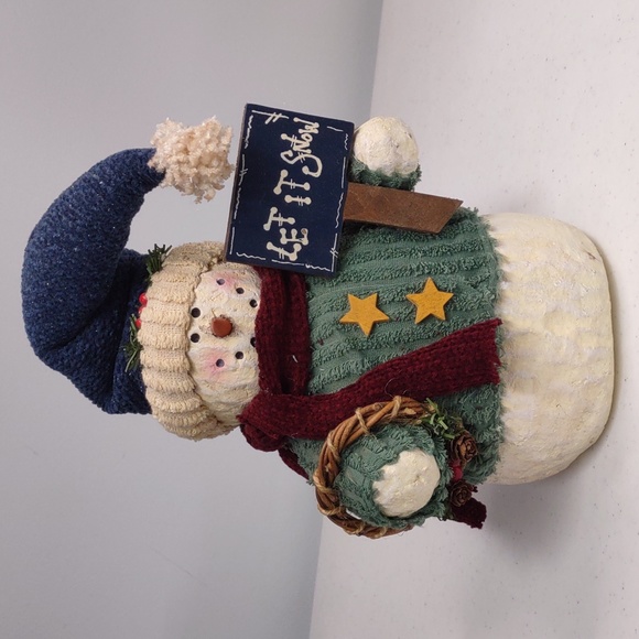 Prima Creations Other - 🎅 Snowman with blue stocking cap with greenery and red berries🎄🤶